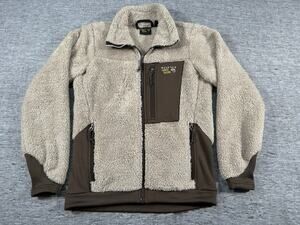 Mountain Hardwear Monkey Fleece Jacket Womens Small Beige Brown Zip-Up Outerwear